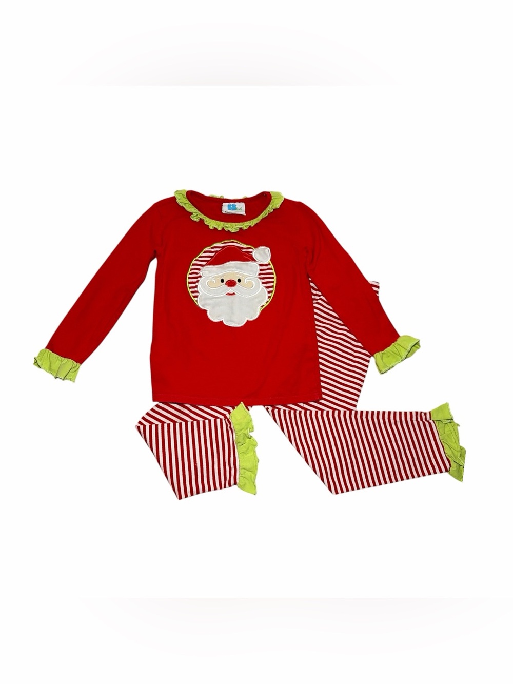 BB Kids Size 6 Red and Green Ruffled Santa Set